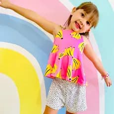Conjunto Bananinha Infantil Menina Inspiração Farm Verão Novidade