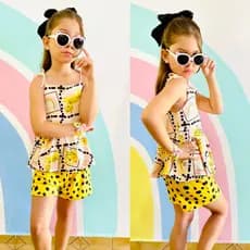 Conjunto Infantil Oncinha Colorida Inspiração Farm Menina Verão