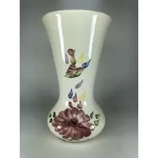 Antigo Vaso Em Porcelana Pintado À Mão Com Desenho Floral