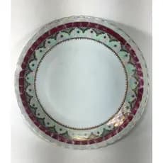 Antigo Prato Decorativo Em Porcelana Policromada - Steatita
