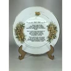 Antigo Prato Decorativo De Coleção Em Porcelana Com Oração