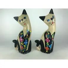2 Antigas Figuras De Gatos Em Cerâmica - Antiguidade