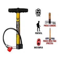 Bomba de encher pneu Bicicleta Bike moto carro 30cm com 2 bicos Fertak Tools