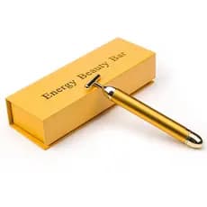 Massageador Facial Gold Dourado Vibrador Eletrico 24k Anti Idade Rugas Flacidez Efeito Botox Harmonização Renovação Pele Energy Beauty Bar