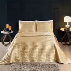 Kit Cobre Leito Shine Casal Padrão 3 Peças Matelado Cetim Charmousse Elegance