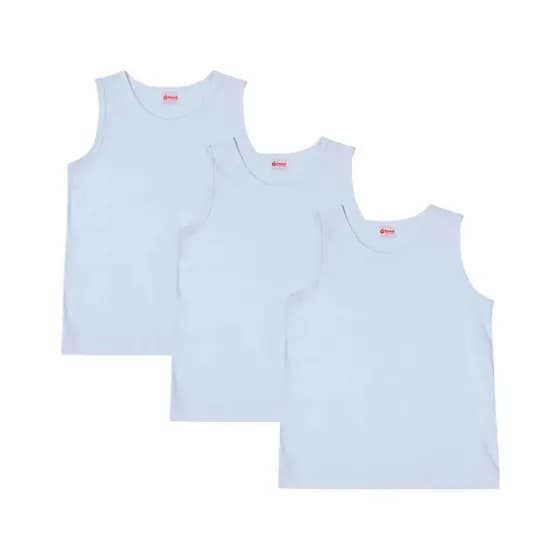 kit 3 Camisetas Regata Branca Escolar Infantil Masculina Sem Estampa Tamanhos 2 ao 14 anos