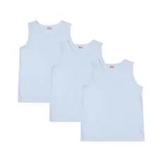 kit 3 Camisetas Regata Branca Escolar Infantil Masculina Sem Estampa Tamanhos 2 ao 14 anos