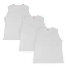 kit 3 Camisetas Regata Feminina Infantil Branca Escolar Tamanhos 6 ao 12 anos
