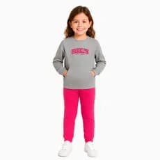Conjunto de Moletom Infantil Menina com Bolso Canguru Brooklyn