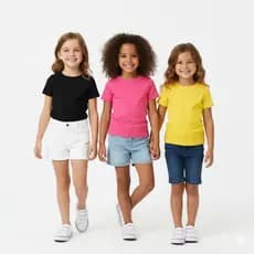 Kit 3 Blusa Feminina Infantil e Juvenil sem estampa tecido 100% Algodão 2 a 14 Anos (Cores Sortidas)