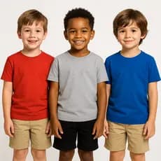 kit 3 Camiseta infantil básica sem estampa para menino em meia malha 100% algodão tamanhos 1 ao 12 anos Sortidas
