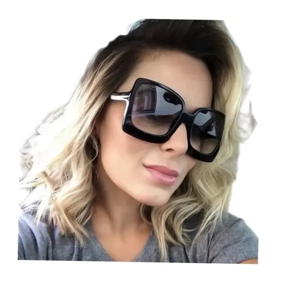 Óculos Sol Feminino Luxo Armação Quadrada Grande Promoção