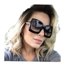 Óculos Sol Feminino Luxo Armação Quadrada Grande Promoção