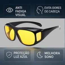 Óculos Visão Noturna Lentes Amarelas Sobrepor Ciclismo Pescas para Motoristas e Pesca – Ideal para Uber, 99 e Mais