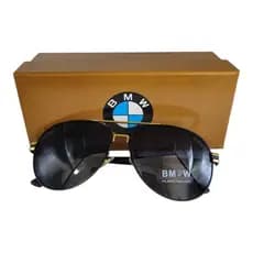 Òculos de Sol Polarizado BMW Luxuoso Aviador Proteção UV400 Dourado Completo