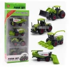 Kit 4 Miniaturas de Tratores e Colheitadeiras Farm Set – metal colecionáveis