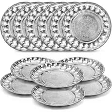 Pratos de Aço Inox 12 unidades ,Trabalhado em estampa floral 22cm  pode ser levado ao microondas