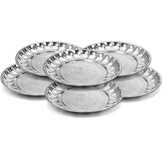 Pratos de jantar em Aço inoxidável  com 22cm 6 unidades