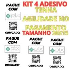 Adesivo QR Code Pix Personalizado - Kit 4 Unidades 15x20cm | Pagamentos Rápidos via Pix!