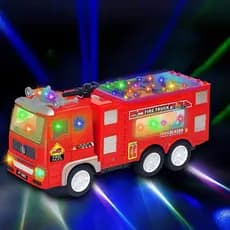 Brinquedo Caminhão Bombeiro 4D Super Divertido Bate e Volta Com Luzes e Som De Sirene