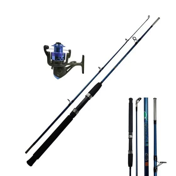 Vara Duas Partes Para Molinete Crocodile Fibra de Vidro Pesca 1,80m + Molinete GM3000