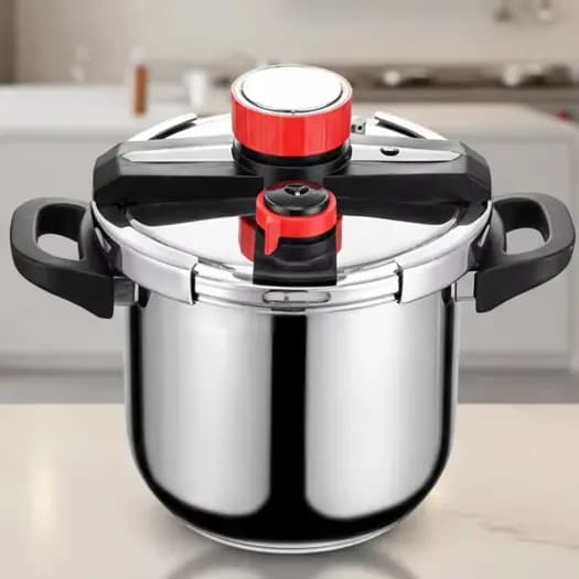 Panela de Pressão Inox 304 Fundo Triplo Alta Segurança 60/100kPa Gás Elétrico Indução Premium