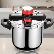 Panela de Pressão Inox 304 Fundo Triplo Alta Segurança 60/100kPa Gás Elétrico Indução Premium