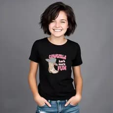 T-shirt Camisa infantil Country Cowgirls Texas Rodeio Feminina Garota a Boiadeira algodão básica