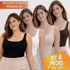 KIT 4 Regatas Suplex Blusinha Feminina Básica Tendência Trabalho Mais vendido 42 ao 52 Plus Size