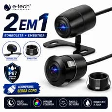 Câmera De Ré E-Tech 720p IP67 Borboleta e Para-choque Universal 12v