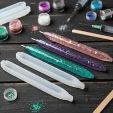 Kit 3 Forma Molde Caneta 03 Silicone Criação De Canetas Resinas Artesanatos