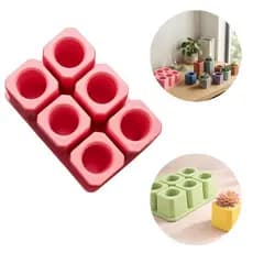 Moldes de Silicone  Vasos 6 Cav Formato Hexagonal Gesso Cimento Resina Decoração Flores