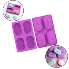 Molde Forma Silicone Sabonete Artesanal 4 Cavidades 01