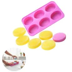 Molde de Silicone para Sabonete 6 Cavidades Oval Liso 80g Saboaria Artesanal