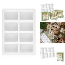 Molde de Silicone 8 Cavidades Retangular 5x7,4cm Resina Gesso Sabonete Vela DIY