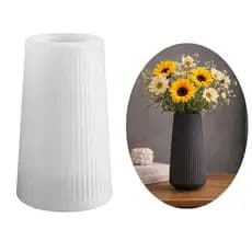 Forma Silicone Vaso Grande Modelo Liso Listrado Molde para Artesanato em Gesso, Cimento e Resina