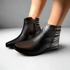 Bota Rasteira Cano Curto Casual Feminina com Zíper Lateral | Improvizzo 627