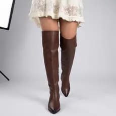 Bota Over The Knee Bico Fino Feminina Cano Alto Montaria Inverno