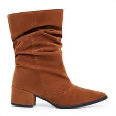 Bota Feminina Slouch Enrugada em camurça Sintética Elegância e Qualidade Premium