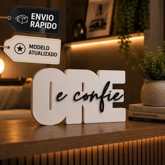 Letreiro Decorativo Ore e Confie Frase Religiosa