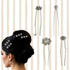 Kit 12 Grampos de Cabelo Ponto De Luz Noiva Penteado Strass e Pérola Luxo