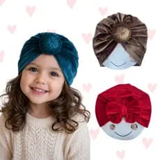 Turbante Touca Infantil Laço Oncinha Aveludado Macio Cores Variadas