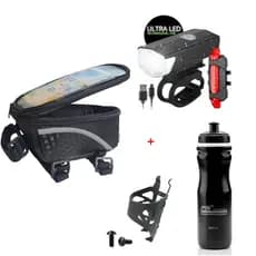 Garrafa Squeeze Isotérmica  +suporte com parafusos +bolsa Porta Celular+ Kit Farol