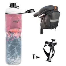 Garrafinha caramanhola Squeeze Térmica 700 ml  + Suporte com parafusos + Bolsa De Selin Bike