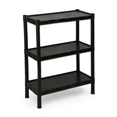 Estante Prateleira Modular Multiuso Organizadora Plástico Preta com 3 Prateleiras - Com Pezinhos
