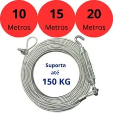 CABO DE AÇO REVESTIDO 1,5MM VARAL COM ESTICADOR SUPORTA ATÉ 150KG