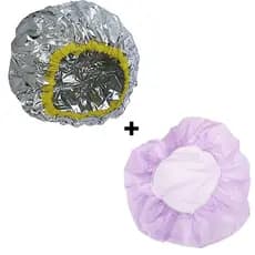 Kit 01 Touca Metalizada Para Hidratação + 01 Touca Para Proteção Dos Cabelos no Banho