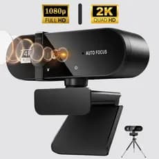 Webcam 1080p ou 2K Tripé Câmera Usb Com o Microfone Autofoco Para Computador Notebook Live Gaming
