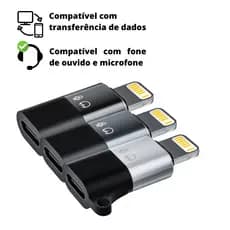 Adaptador USB-C Tipo C fêmea para Lightning Macho Compatível com iPhone iPad Fone de Ouvido Microfone Lapela Transferência de Dados Carga Turbo 20W Data Transfer