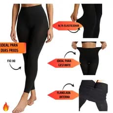 Meia Calça Forrada Térmica Flanelada Pelúciada Quente Inverno Gestante Alta Elasticidade Modeladora